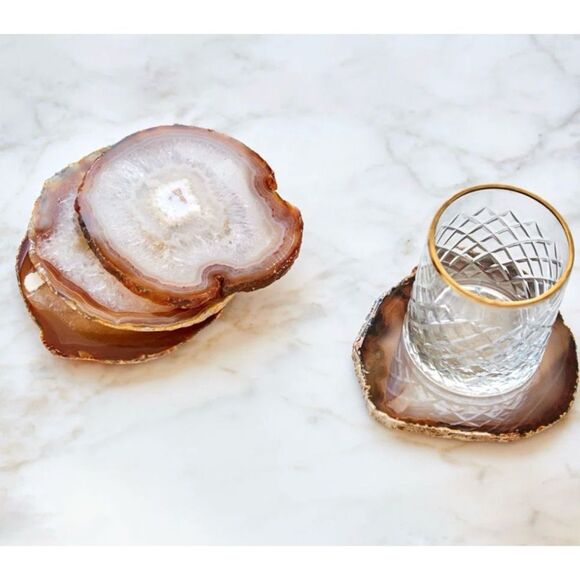 ANNA New York
 Natural Agate  Coasters in Smoke Set of 4 - Picture 1 of 7